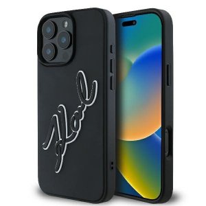 Karl Lagerfeld KLHCP16L3DRKSDLK iPhone16 Pro 6.3 czarny/black hardcase 3D Rubber Bicolor Signature