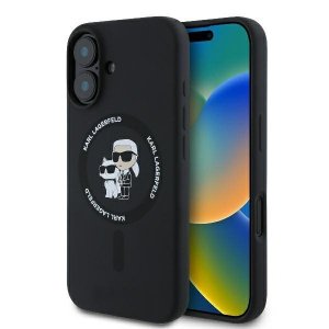 Karl Lagerfeld KLHMP16MSCMKCRHK iPhone16 Plus 6.7 czarny/black hardcase Silicone Karl&Choupette Ring MagSafe