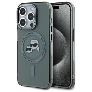 Karl Lagerfeld KLHMP15XHLSKCK iPhone 15  Pro Max 6.7 czarny/black hardcase IML Metal Karl&Choupette Head MagSafe