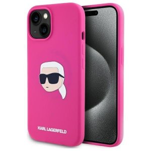 Karl Lagerfeld KLHMP15SSKHPPLF iPhone 15 6.1 fuksja/fuschia hardcase Silicone Karl Head Print MagSafe
