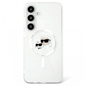 Etui Karl Lagerfeld Button Karl & Choupette Heads Printed Logo MagSafe do Samsung Galaxy S25 biały