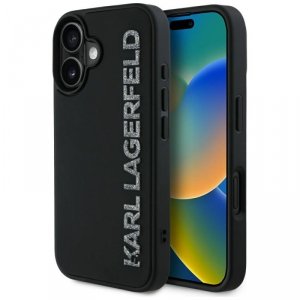 Etui Karl Lagerfeld HC 3D Rubber         Elongated Glitter do iPhone 16 czarny