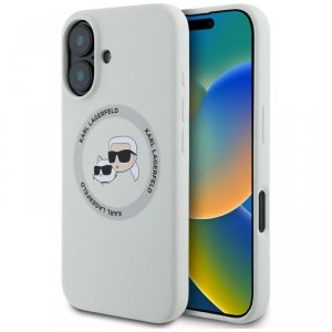 Etui Karl Lagerfeld Silicone Double      Heads And Circle MagSafe do iPhone 16 beżowy