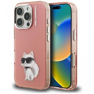 Etui Karl Lagerfeld IML Aquarelle        Choupette & Logo do iPhone 16 Pro różowy