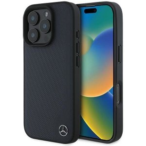 Mercedes MEHMP16X23RBGVV iPhone 16 Pro Max 6.9 granatowy/navy hardcase MB Wood Imitation Leather MagSafe