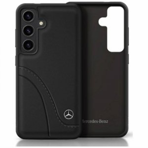 Etui Mercedes Leather Curved Stitches do Samsung Galaxy S25 czarny
