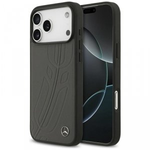 Etui Mercedes Leather Large Laurel Leave MagSafe do iPhone 17 Pro Max antracyt 