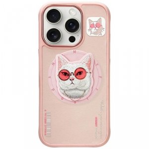 Etui Nimmy Glasses Cool Cat MagSafe do   iPhone 16 Pro Max różowy