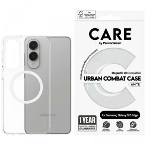 Etui CARE by PanzerGlass Flagship Urban  Combat White QI do Samsung Galaxy S25 Edge przezroczysty