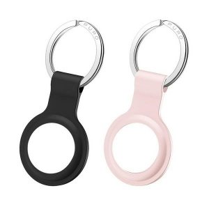 Puro ICON Case AirTag silicone x2 czarny i piaskowo różowy/black and sand pink ATKIT3 (zestaw 2 szt)