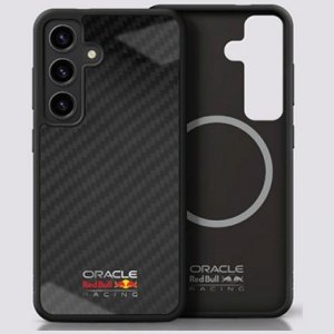 Etui Red Bull Real Carbon Fiber Shiny    Logo MagSafe do Samsung Galaxy S25 czarny