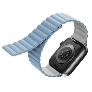 UNIQ pasek Revix Apple Watch Series 1/2/3/4/5/6/7/8/9/SE/SE2/Ultra/Ultra 2 42/44/45/49mm. Reversible Magnetic biały-niebieski/wh