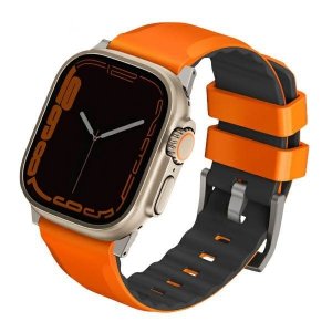 UNIQ pasek Linus Apple Watch Series 1/2/3/4/5/6/7/8/9/SE/SE2/Ultra/Ultra 2 42/44/45/49mm Airosoft Silicone pomarańczowy/volt ora