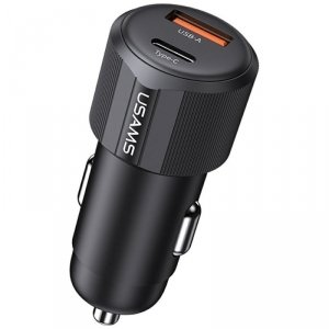 Ładowarka samochodowa USAMS YT Series CC283 60W 1xUSB-A 1xUSB-C czarny 