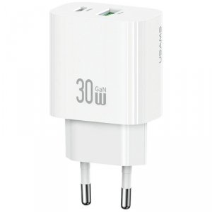 Ładowarka sieciowa USAMS CC316 T65 30W   1xUSB-C 1xUSB-A Fast Charging biały