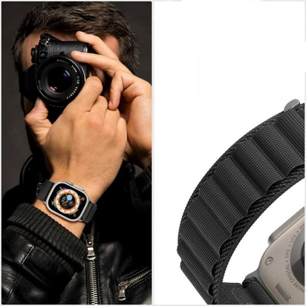 TECH-PROTECT NYLON PRO APPLE WATCH 6 / 7 / 8 / 9 / 10 / SE / ULTRA 1 / 2 (44 / 45 / 46 / 49 MM) BLACK / ORANGE