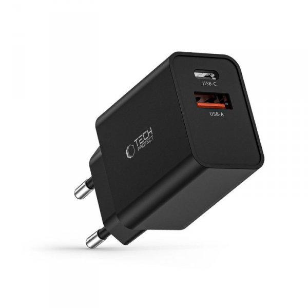 TECH-PROTECT NC30W 2-PORT ŁADOWARKA SIECIOWA  PD30W/QC3.0 BLACK