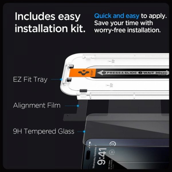 SZKŁO HARTOWANE SPIGEN GLAS.TR ”EZ FIT” FC IPHONE 15 PRO MAX BLACK