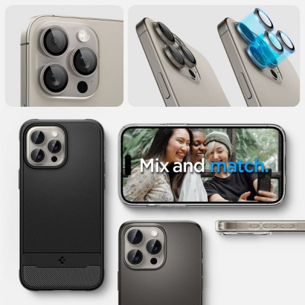 OSŁONA APARATU SPIGEN OPTIK PRO GLAS.TR ”EZ FIT” CAMERA PROTECTOR 2-PACK IPHONE 14 PRO / PRO MAX / 15 PRO / PRO MAX / 16 PRO / P