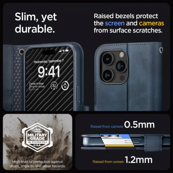 ETUI SPIGEN  WALLET ”S” PRO IPHONE 15 PRO NAVY