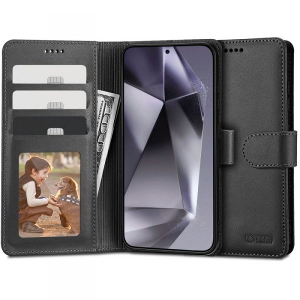 OTWIERANE KSIĄŻKOWE ETUI FUTERAŁ TECH-PROTECT  WALLET SAMSUNG GALAXY S24 BLACK