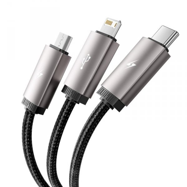 TECH-PROTECT ULTRABOOST 3IN1 LIGHTNING & TYPE-C & MICRO-USB KABEL  3.5A 100CM GREY