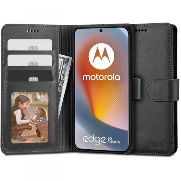 ETUI OTWIERANE KSIĄŻKOWE ETUI FUTERAŁ TECH-PROTECT   WALLET MOTOROLA EDGE 50 FUSION 5G BLACK