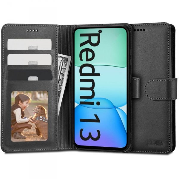 ETUI OTWIERANE KSIĄŻKOWE ETUI FUTERAŁ TECH-PROTECT   WALLET XIAOMI REDMI 13 BLACK