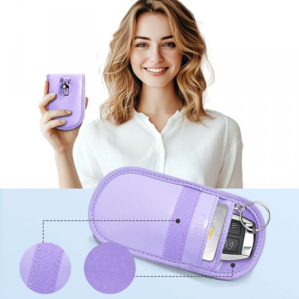 KLATKA FARADAYA ETUI TECH-PROTECT  KLR100 POUCH KEYLESS RFID SIGNAL BLOCKER CASE LAVENDER