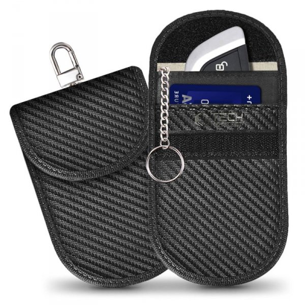 KLATKA FARADAYA ETUI TECH-PROTECT  KLR100 POUCH KEYLESS RFID SIGNAL BLOCKER CASE CARBON