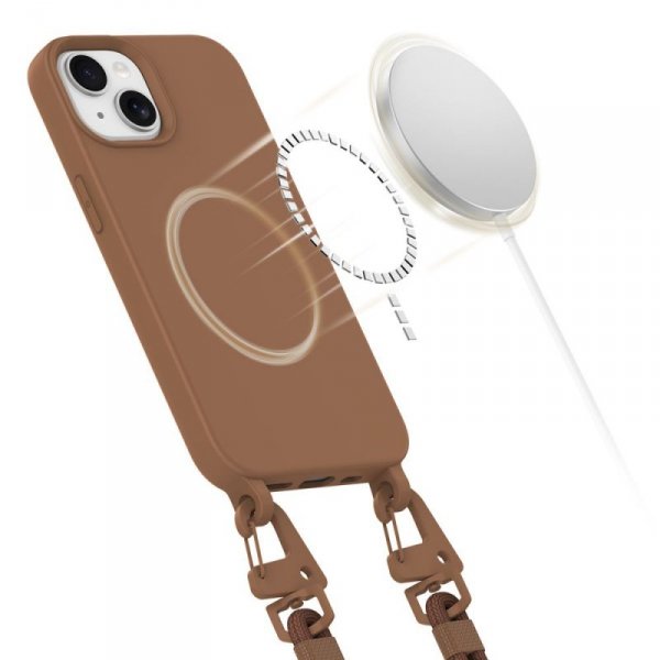 ETUI TECH-PROTECT  MAGNECKLACE MAGSAFE IPHONE 13 CHOCOLATE BROWN