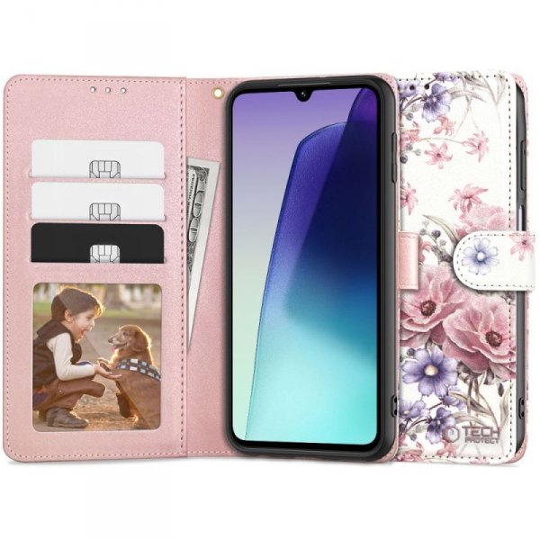 OTWIERANE KSIĄŻKOWE ETUI FUTERAŁ TECH-PROTECT  WALLET XIAOMI REDMI 14C / POCO C75 BLOSSOM FLOWER