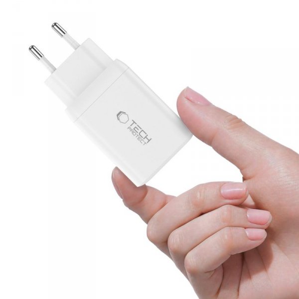 TECH-PROTECT NC45W-GAN 2-PORT ŁADOWARKA SIECIOWA  PD45W WHITE