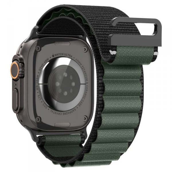 Spigen WBF1 Pasek tkaninowy / opaska materiałowa Apple Watch Ultra 49 mm | Series 11/10 46 mm | 9/8/7/SE 45/44 mm – Czarno-zielony