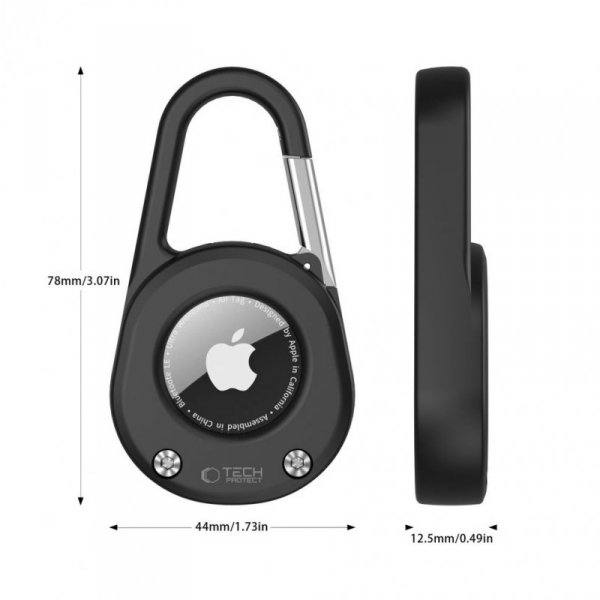 Etui do Apple AirTag 1 / 2 z Karabińczykiem Tech-Protect SlideLock Czarny