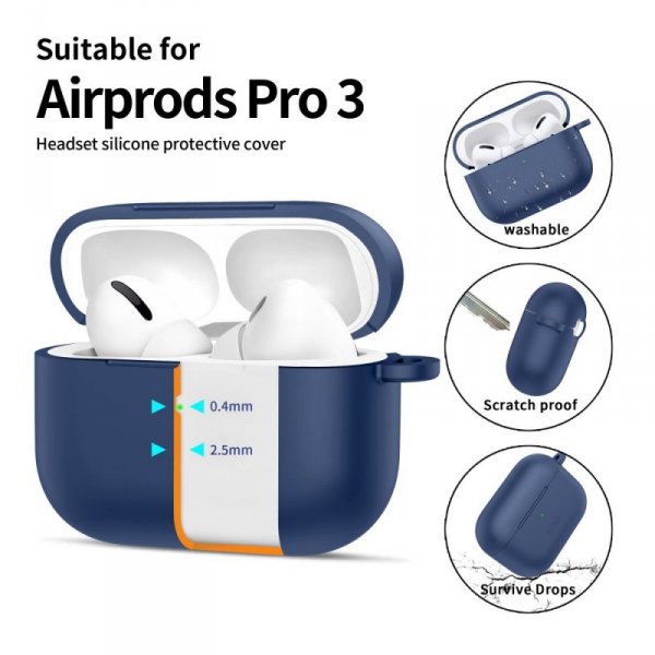 Etui Silikonowe z Karabińczykiem Tech-Protect Silicone Hook do AirPods Pro 3 Navy Blue (Granatowy)
