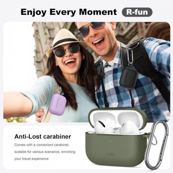 Etui Silikonowe z Karabińczykiem Tech-Protect Silicone Hook do AirPods Pro 3 Dusty Pink (Pudrowy Róż)