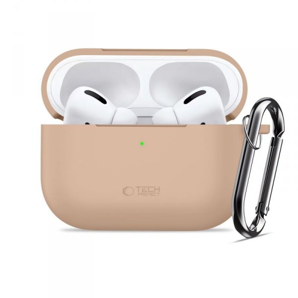 Etui Silikonowe z Karabińczykiem Tech-Protect Silicone Hook do AirPods Pro 3 Caffe Latte