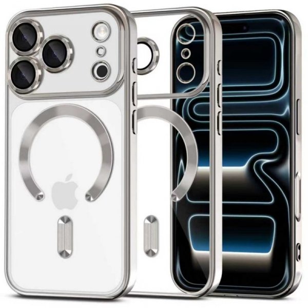 Tech-Protect MagFlex MagSafe do iPhone 17 Pro Max – Błyszczące Etui Hybrydowe – Shiny Silver