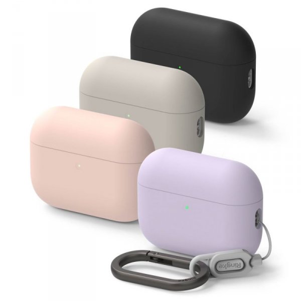 Silikonowe Etui do AirPods Pro 3 Ringke Silicone Black Case + Karabińczyk Czarne
