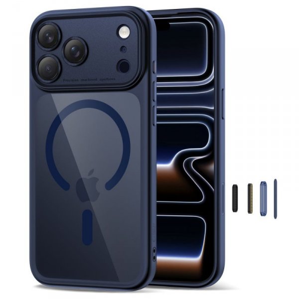 Tech-Protect MagPeak MagSafe CC do iPhone 17 Pro Max – Przezroczyste Etui Ochronne – Deep Blue