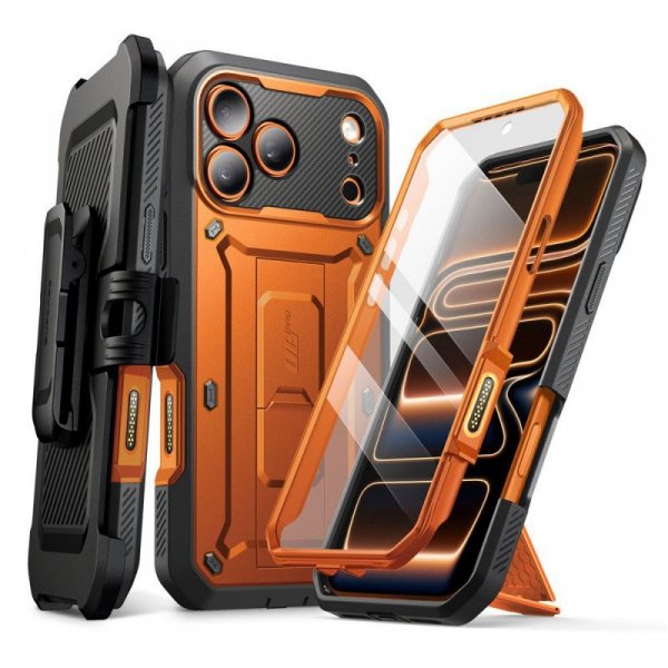 Supcase Unicorn Beetle Pro Etui Pancerne 360 do iPhone 17 Pro Max Koralowe + Klips