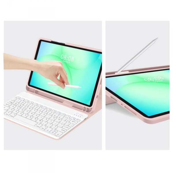 Etui z Klawiaturą Bluetooth i Miejscem na Rysik do Samsung Galaxy Tab A9 8.7 - Różowe