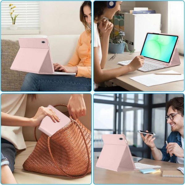 Etui z Klawiaturą i Miejscem na Rysik do Samsung Galaxy Tab A9+ / A11+ - Tech-Protect - Różowe