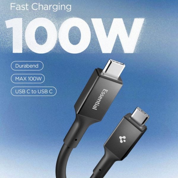 Kabel USB-C do USB-C Spigen 100W 2m Szybkie Ładowanie – Czarny