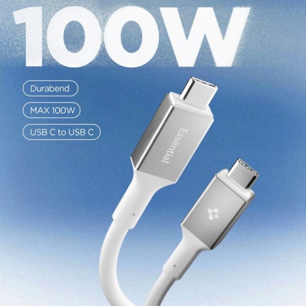 Kabel USB-C do USB-C Spigen 100W 2m Szybkie Ładowanie – Biały