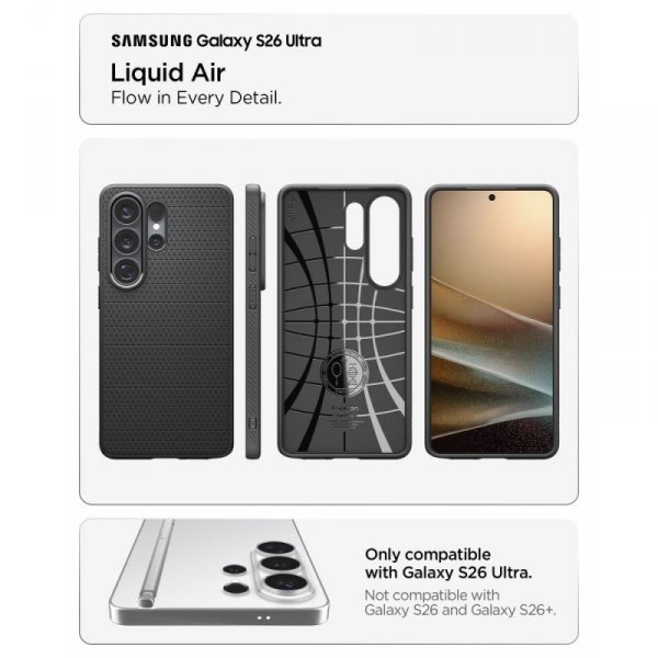 Etui Spigen Liquid Air do Samsung Galaxy S26 Ultra Matte Black (Matowy Czarny)