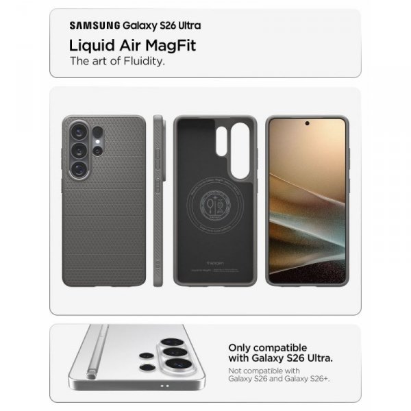 Etui Spigen Liquid Air Mag MagSafe do Samsung Galaxy S26 Ultra Marble Grey (Marmurowy Szary)