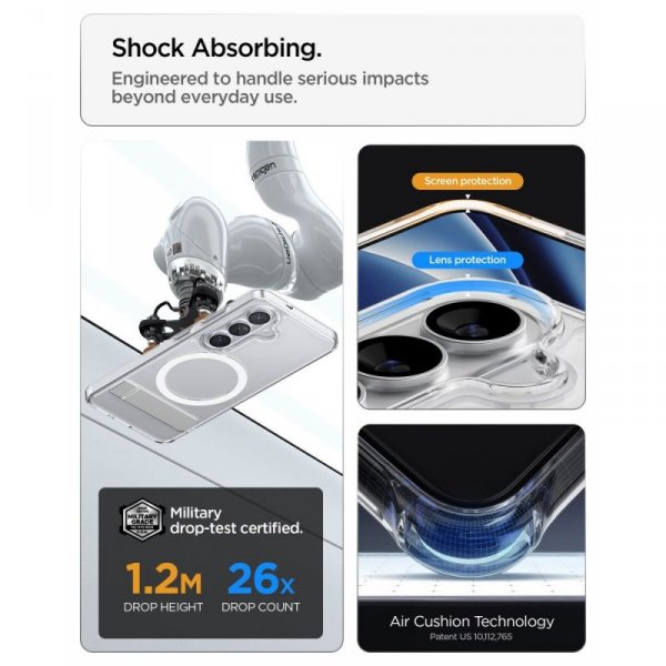 Etui Spigen Ultra Hybrid "S" Mag MagSafe do Samsung Galaxy S26+ Plus Clear/White (Przezroczysty/Biały)