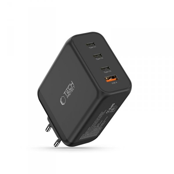 Ładowarka Sieciowa Tech-Protect NC200W-GaN 4-Port PD 200W QC3.0 3xUSB-C 1xUSB-A Czarna